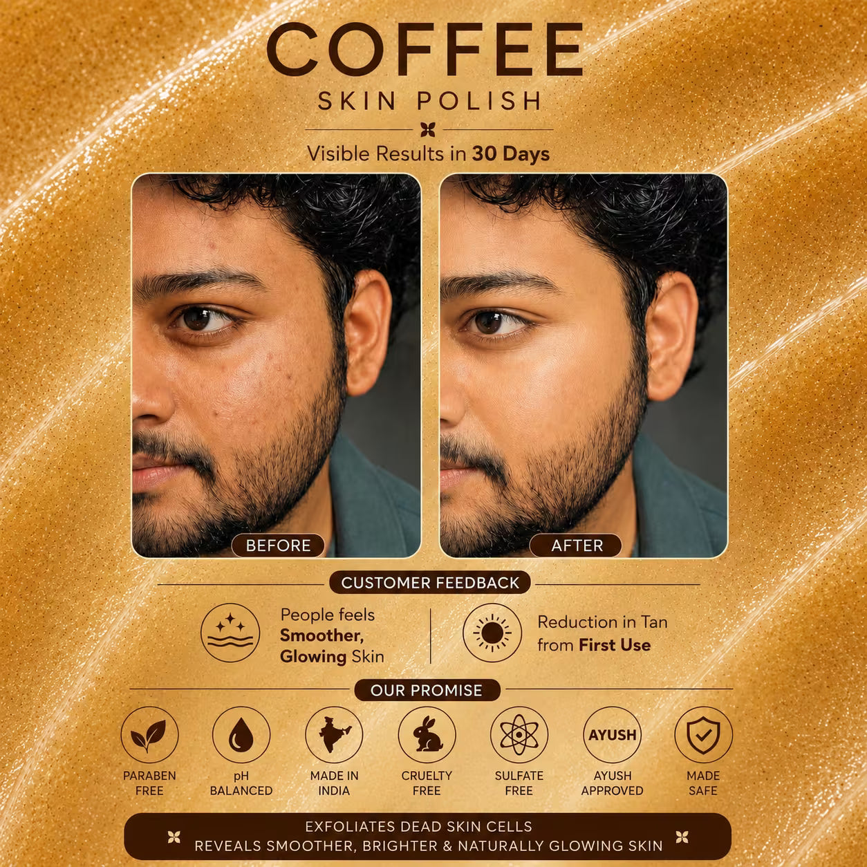 Coffee Scrub With Sugar, Almond oil & Olive Oil