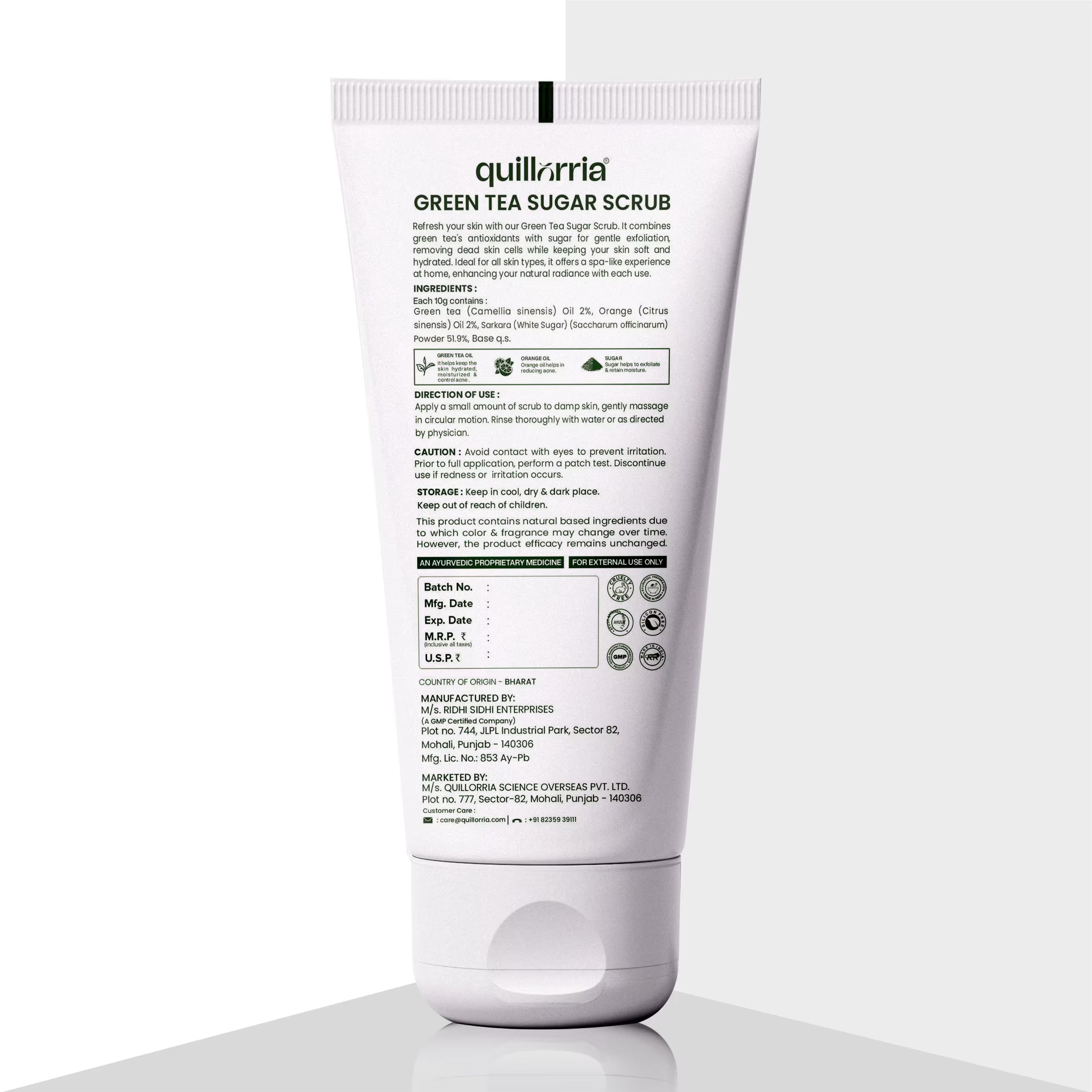 Green tea sugar scrub